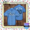 Personalized Name And Number Tampa Bay Rays Baseball Blue Summer Hawaiian Shirt, Mens Shorts