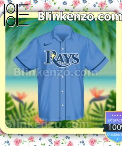 Personalized Name And Number Tampa Bay Rays Baseball Blue Summer Hawaiian Shirt, Mens Shorts a