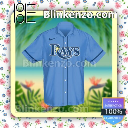 Personalized Name And Number Tampa Bay Rays Baseball Blue Summer Hawaiian Shirt, Mens Shorts a