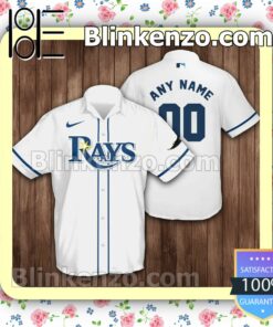 Personalized Name And Number Tampa Bay Rays Baseball White Summer Hawaiian Shirt, Mens Shorts