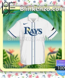 Personalized Name And Number Tampa Bay Rays Baseball White Summer Hawaiian Shirt, Mens Shorts a