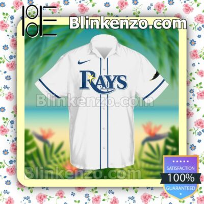 Personalized Name And Number Tampa Bay Rays Baseball White Summer Hawaiian Shirt, Mens Shorts a