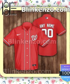 Personalized Name And Number Washington Nationals Baseball Red Summer Hawaiian Shirt, Mens Shorts