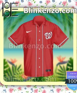 Personalized Name And Number Washington Nationals Baseball Red Summer Hawaiian Shirt, Mens Shorts a