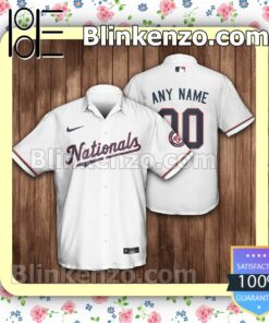 Personalized Name And Number Washington Nationals Baseball White Summer Hawaiian Shirt, Mens Shorts