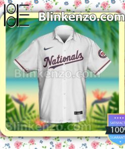 Personalized Name And Number Washington Nationals Baseball White Summer Hawaiian Shirt, Mens Shorts a