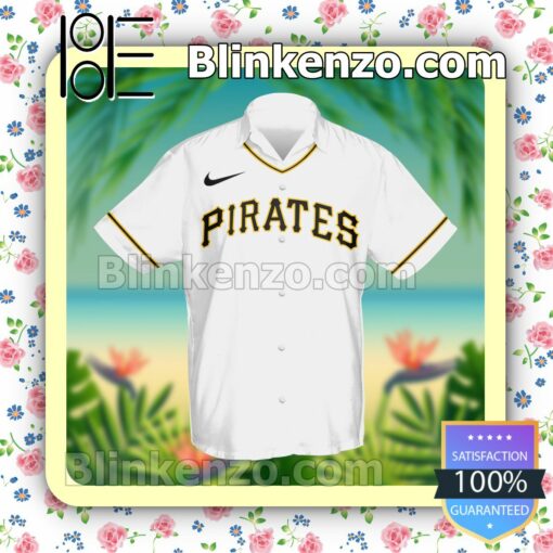 Personalized Name and Number Pittsburgh Pirates White Summer Hawaiian Shirt, Mens Shorts a