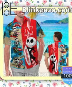 Personalized Nebraska Cornhuskers Jack Skellington Mens Shirt, Swim Trunk