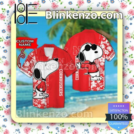 Personalized Nebraska Cornhuskers & Snoopy Mens Shirt, Swim Trunk