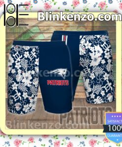 Personalized New England Patriots Flowery Navy Summer Hawaiian Shirt, Mens Shorts a