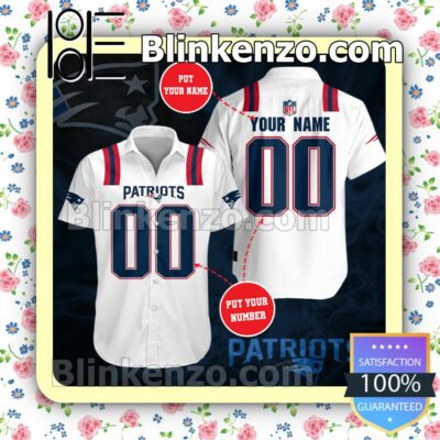 Personalized New England Patriots Football Team White Summer Hawaiian Shirt, Mens Shorts