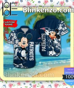 Personalized New England Patriots & Mickey Mouse Mens Shirt, Swim Trunk
