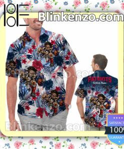 Personalized New England Patriots Tropical Floral America Flag Aloha Mens Shirt, Swim Trunk