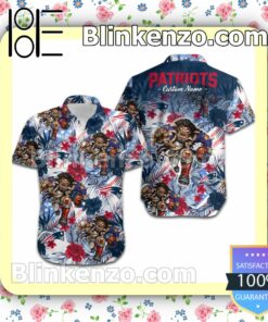 Personalized New England Patriots Tropical Floral America Flag Aloha Mens Shirt, Swim Trunk a