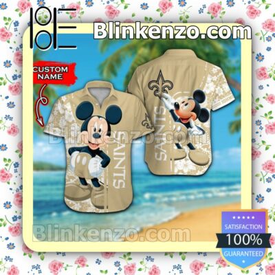 Personalized New Orleans Saints & Mickey Mouse Mens Shirt, Swim Trunk