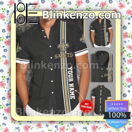 Personalized New Orleans Saints Tiling Gray Summer Hawaiian Shirt, Mens Shorts