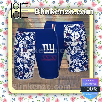 Personalized New York Giants Flowery Cobalt Summer Hawaiian Shirt, Mens Shorts a