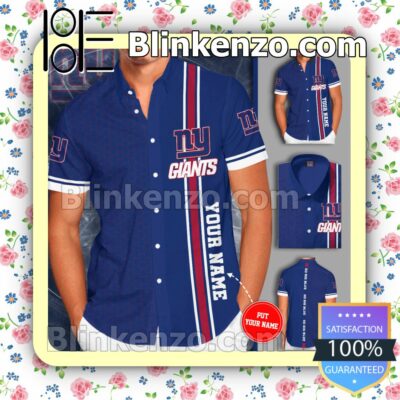 Personalized New York Giants Go Big Blue Tiling Neon Blue Summer Hawaiian Shirt, Mens Shorts