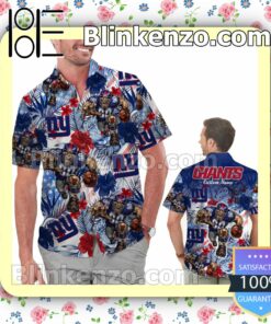 Personalized New York Giants Tropical Floral America Flag Aloha Mens Shirt, Swim Trunk