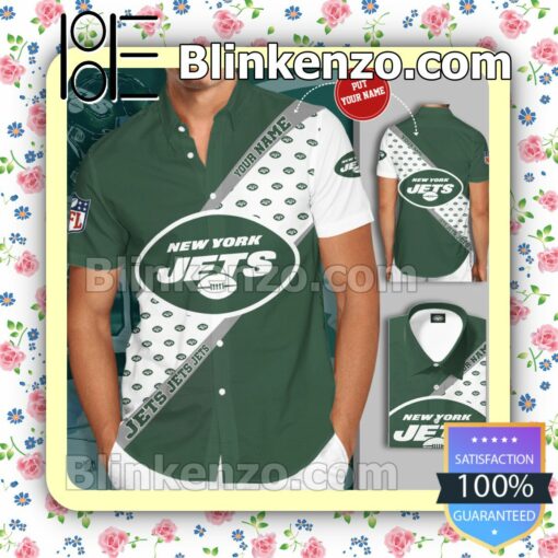 Personalized New York Jets Football Team Green Summer Hawaiian Shirt, Mens Shorts