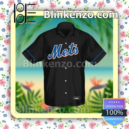 Personalized New York Mets Baseball Black Logo Branded Summer Hawaiian Shirt, Mens Shorts a