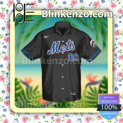 Personalized New York Mets Baseball Black Summer Hawaiian Shirt, Mens Shorts a