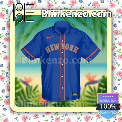Personalized New York Mets Baseball Blue Summer Hawaiian Shirt, Mens Shorts a