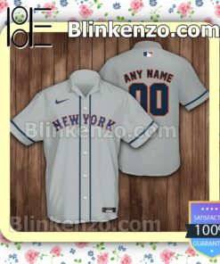 Personalized New York Mets Baseball Grey Summer Hawaiian Shirt, Mens Shorts