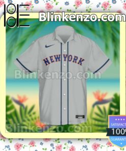 Personalized New York Mets Baseball Grey Summer Hawaiian Shirt, Mens Shorts a