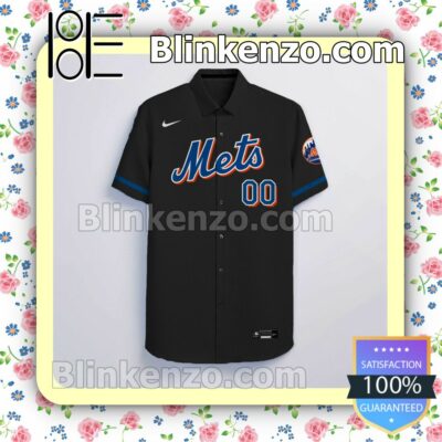 Personalized New York Mets Black Summer Hawaiian Shirt, Mens Shorts