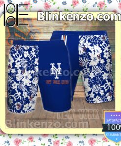 Personalized New York Mets Flowery Cobalt Summer Hawaiian Shirt, Mens Shorts a