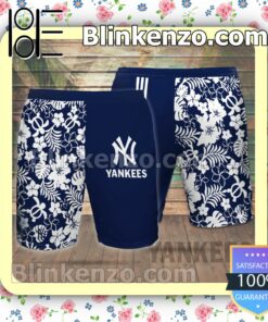 Personalized New York Yankees Flowery Navy Summer Hawaiian Shirt, Mens Shorts a