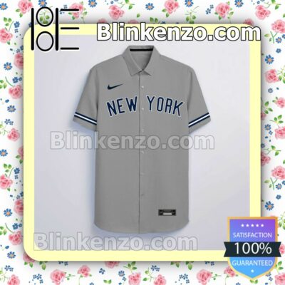 Personalized New York Yankees Gray Summer Hawaiian Shirt, Mens Shorts