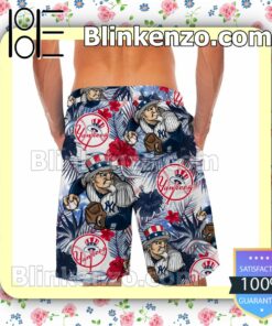 Personalized New York Yankees Tropical Floral America Flag For MLB Football Lovers Mens Shirt, Swim Trunk a