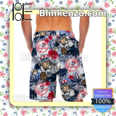 Personalized New York Yankees Tropical Floral America Flag For MLB Football Lovers Mens Shirt, Swim Trunk a