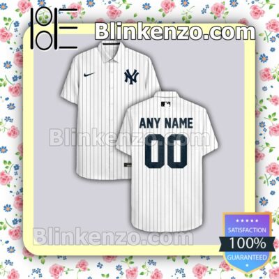 Personalized New York Yankees White Summer Hawaiian Shirt, Mens Shorts a
