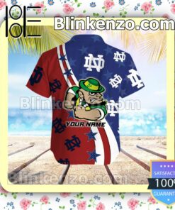 Personalized Notre Dame Fighting Irish American Flag Mens Shirt, Swim Trunk a
