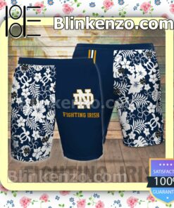 Personalized Notre Dame Fighting Irish Flowery Navy Summer Hawaiian Shirt, Mens Shorts a