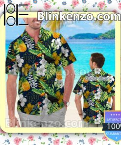 Personalized Notre Dame Fighting Irish Parrot Floral Tropical Mens Shirt, Swim Trunk