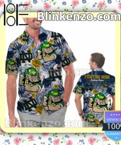Personalized Notre Dame Fighting Irish Tropical Floral America Flag For NCAA Football Lovers Mens Shirt, Swim Trunk