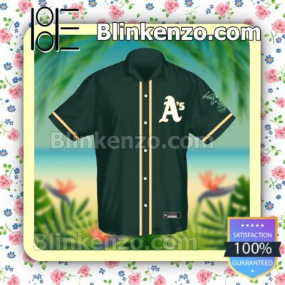 Personalized Oakland Athletics Baseball Green Summer Hawaiian Shirt, Mens Shorts a