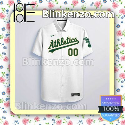 Personalized Oakland Athletics White Logo Branded Summer Hawaiian Shirt, Mens Shorts