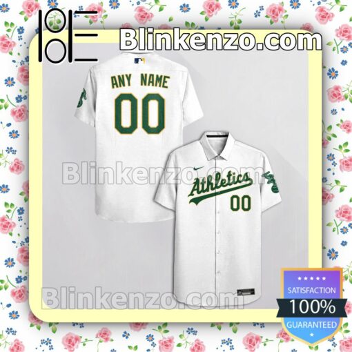 Personalized Oakland Athletics White Logo Branded Summer Hawaiian Shirt, Mens Shorts a