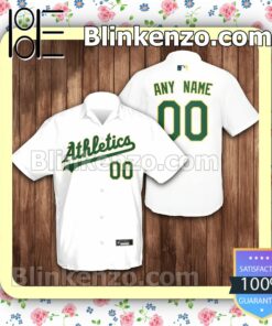 Personalized Oakland Athletics White Summer Hawaiian Shirt, Mens Shorts