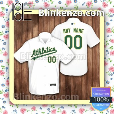 Personalized Oakland Athletics White Summer Hawaiian Shirt, Mens Shorts