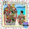 Personalized Ohio State Buckeyes Parrot Floral Tropical Mens Shirt, Swim Trunk
