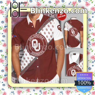 Personalized Oklahoma Sooners Big Logo Bomber Sooners White Garnet Summer Hawaiian Shirt, Mens Shorts