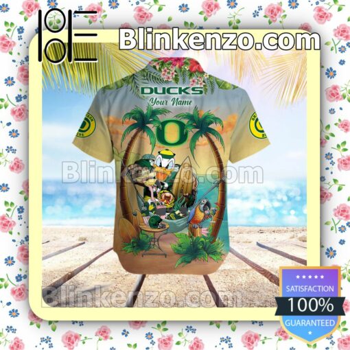 Personalized Oregon Ducks Flamingo Parrot Mens Shirt, Swim Trunk a