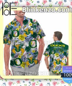 Personalized Oregon Ducks Tropical Floral America Flag For NCAA Football Lovers University of Oregon Mens Shirt, Swim Trunk