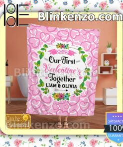 Personalized Our First Valentine's Together Customized Handmade Blankets a